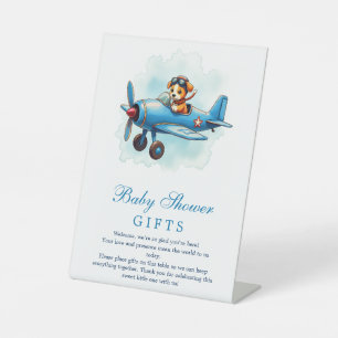Retro-Flugzeug-Welpen-Pilot-Baby-Party-Geschenke Sockelschild