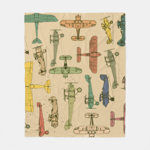 Retro-Flugzeuge: Vintages Muster gebrochen. Fleecedecke