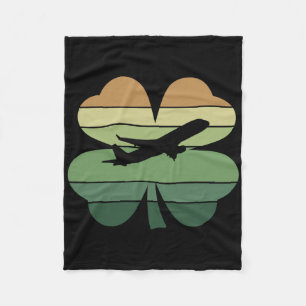Retro-Flugzeugpilot Shamrock Patricks Day Damen  Fleecedecke