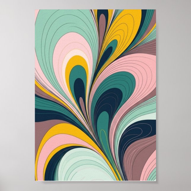 Retro Fluid Abstractionist Wave Poster (Vorne)