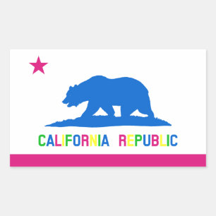 Retro-Fluoreszierende Farben California-Flagge Rechteckiger Aufkleber