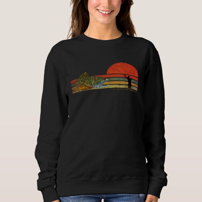 Retro Fly Fishing Brook Trout By Black Fly Sweatshirt (Vorderseite)