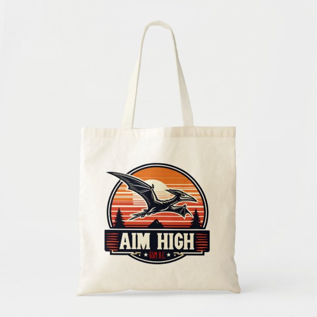 Retro Flying Dinosaurier mit Sunset Vibes Tragetasche (Vorne)