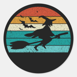 Retro Flying Hexensticker Runder Aufkleber