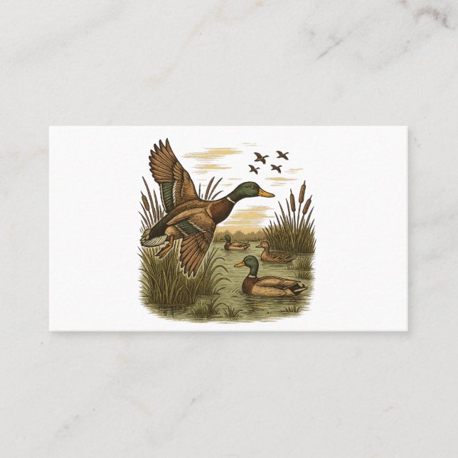 Retro-Flying-Mallard-Duck-Hunting,  Visitenkarte (Vorderseite)