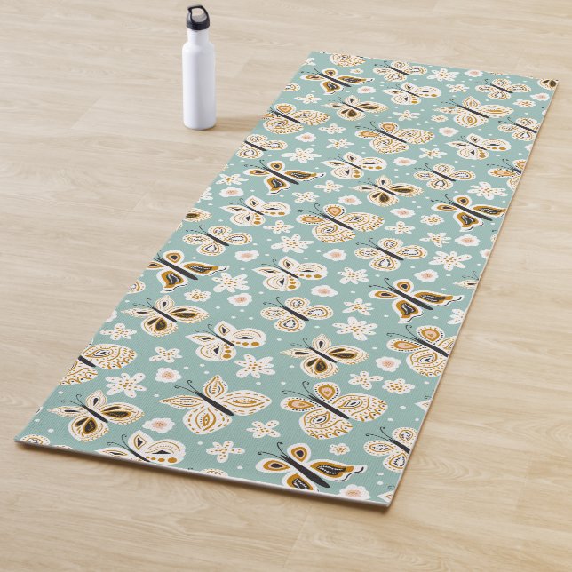 Retro Folk Art Butterfys Yogamatte (Beispiel)