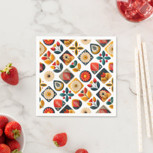 Retro Folk Floral Mosaik Charm Serviette