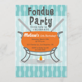 Retro Fondue Party Geburtstag Einladung
