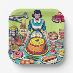 Retro-Food-Comic Pappteller
