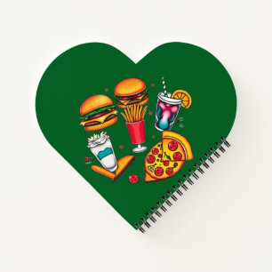 Retro Food Icons - Burgers, Fries, Milchshakes Notizbuch