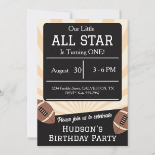 Retro Football All Star 1. Geburtstag Einladung