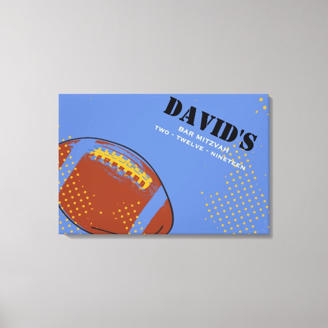 RETRO FOOTBALL Bar Bat Mitzvah Unterschrift an Bor Leinwanddruck (Vorderseite)