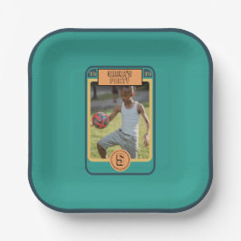 Retro Football Card inspiriertes Boy Party Pappteller