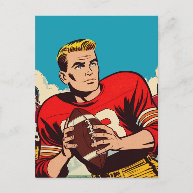 Retro Football Comic Postkarte (Vorderseite)