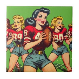 Retro Football Girls Comic Fliese