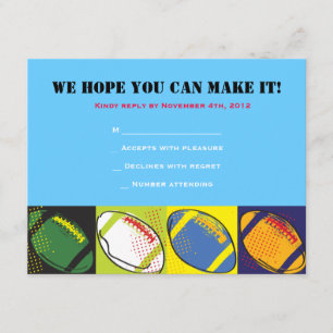 Retro FOOTBALL Themed Bar Bat Mitzvah Antwortkarte RSVP Karte