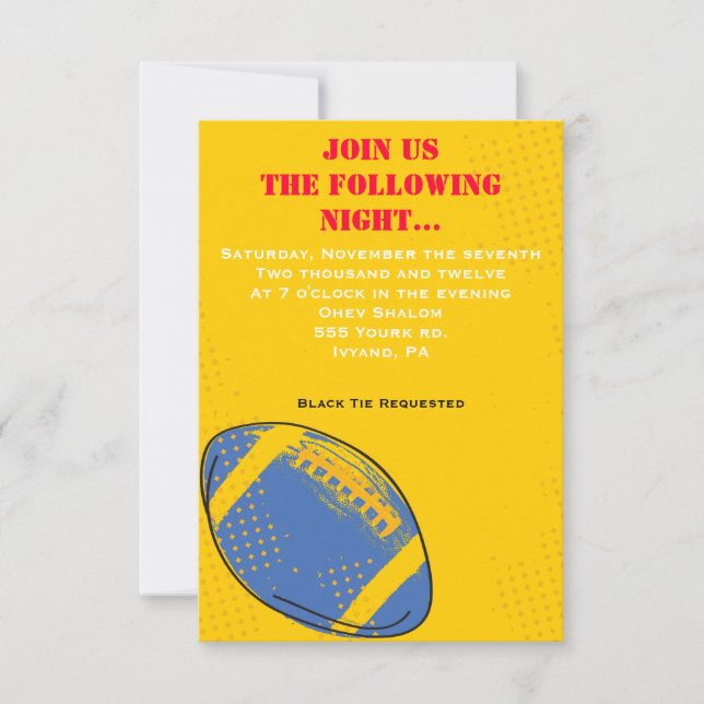 Retro FOOTBALL Themed Bar Bat Mitzvah Party Karte (Vorderseite)