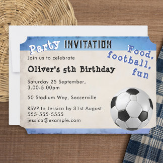 Retro Football Ticket Fußball Ball Sport Thema Einladung