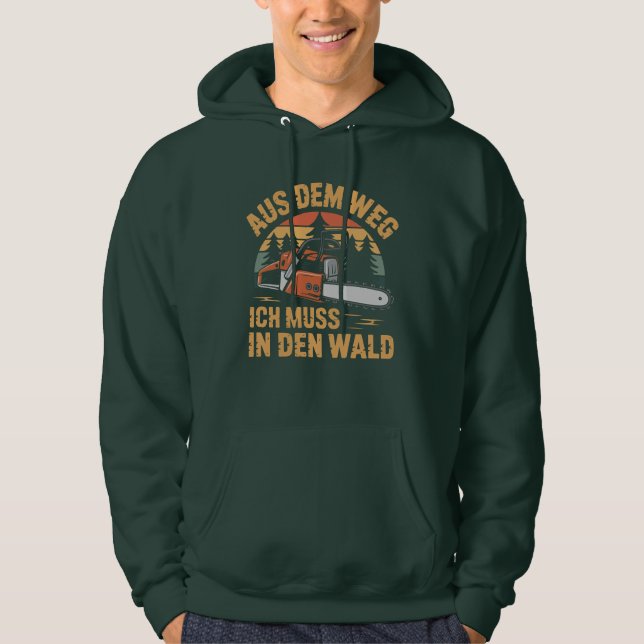 Retro Forest Adventure Chainsaw Graphic Hoodie (Vorderseite)