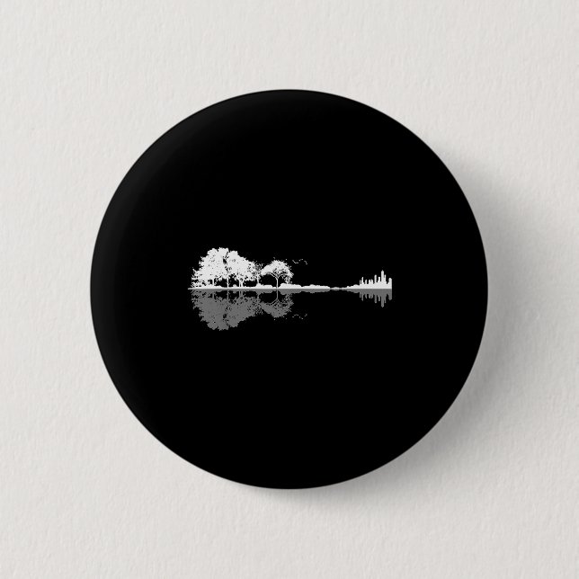 Retro Forest Funny Nature Guitar Clic Music  Button (Vorderseite)