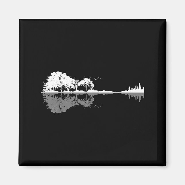 Retro Forest Funny Nature Guitar Clic Music  Magnet (Vorne)