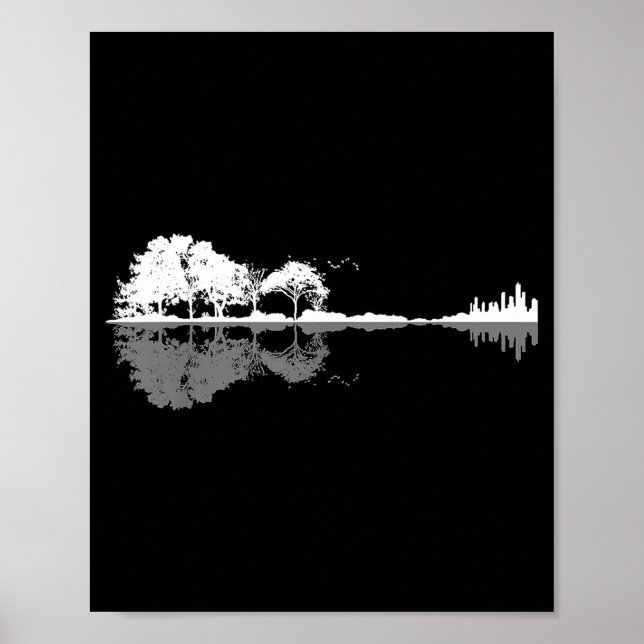 Retro Forest Funny Nature Guitar Clic Music  Poster (Vorne)