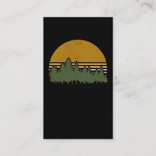 Retro Forest Silhouette Sonnenuntergang Außenwelt Visitenkarte