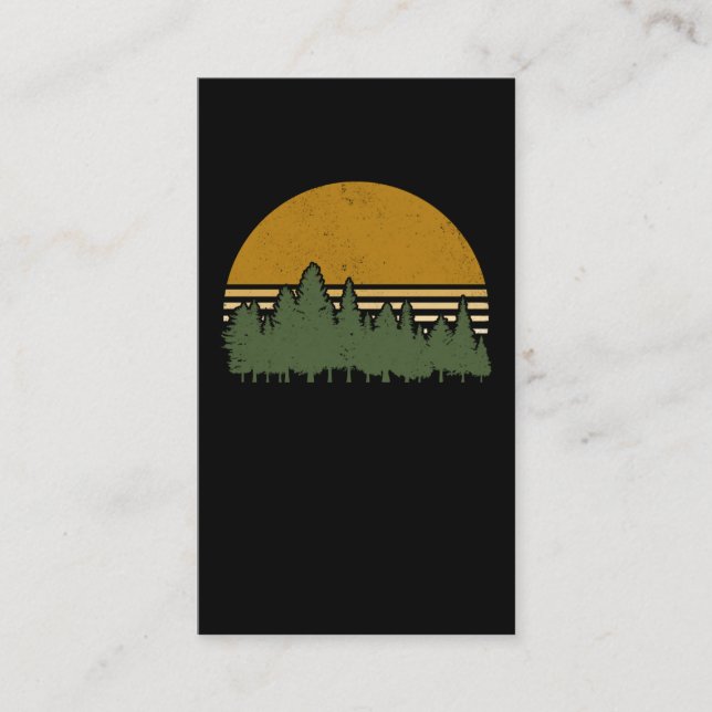 Retro Forest Silhouette Sonnenuntergang Außenwelt Visitenkarte (Vorderseite)