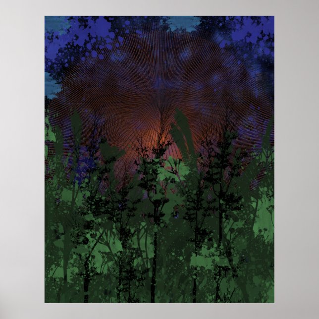 Retro Forest Sunset Poster (Vorne)