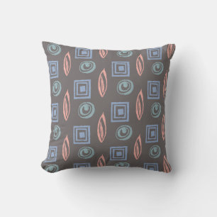 Retro-Formen Muster Grau blaue Rose Gold Kissen