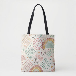Retro-Formen und gepunktete Texturen in erdigen Pa Tasche