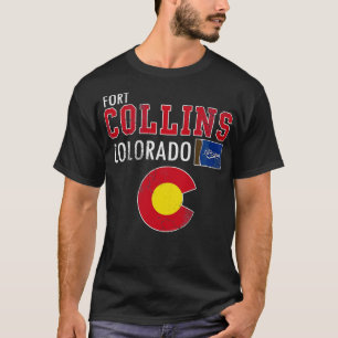Retro Fort Collins Colorado Flag Vintag T-Shirt