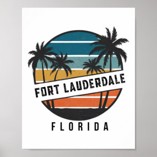 Retro Fort Lauderdale Beach Florida Surfbrett Surf Poster