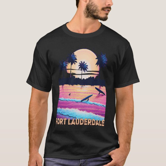 Retro Fort Lauderdale Florida Souvenir Surf T-Shirt (Vorderseite)