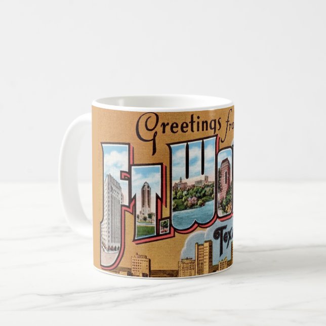 Retro Fort Worth TX  Kaffeetasse (Vorderseite Links)