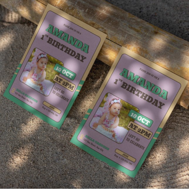 Retro Foto 1. Geburtstag Einladung (Von Creator hochgeladen)