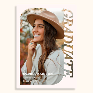 Retro-Foto-Abschluss Minimalistisches Rosa Einladung