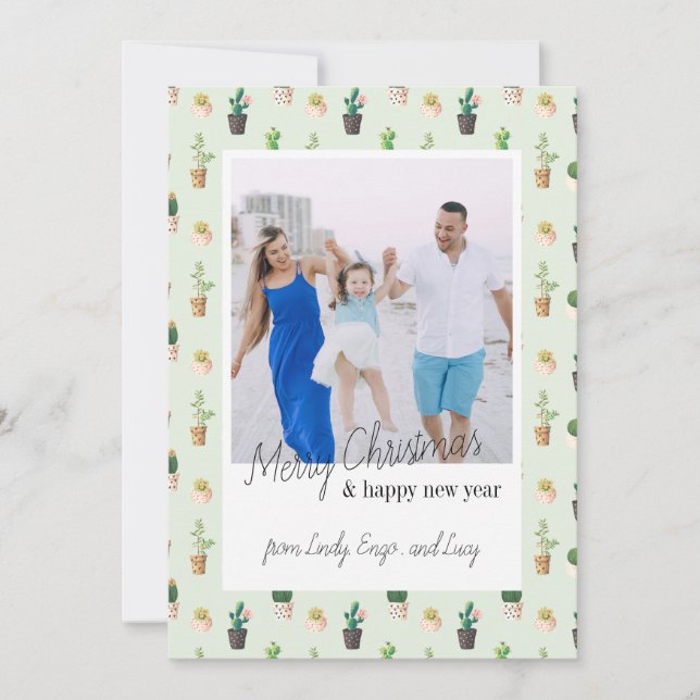 Retro Foto Cactus Desert Weihnachtskarten Feiertagskarte (Vorderseite)