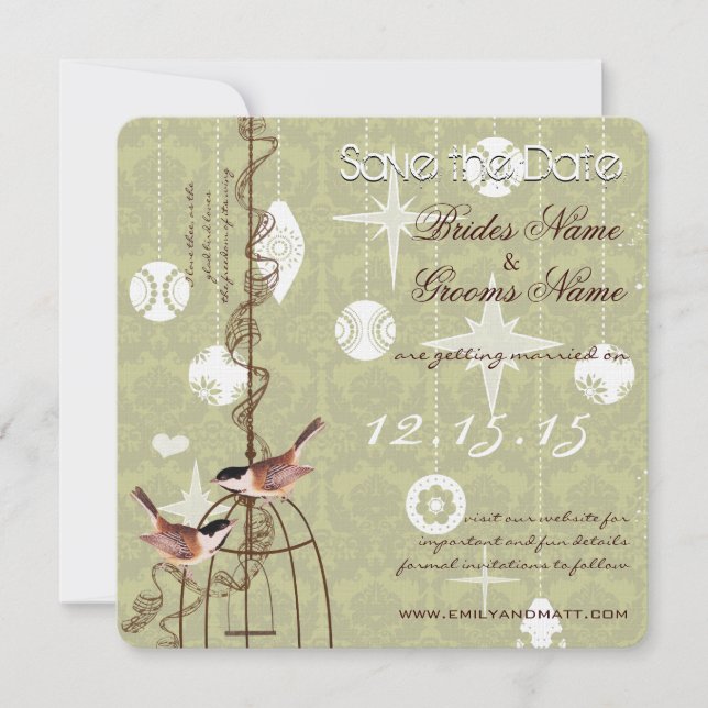 Retro Foto Holiday Birdcage Hochzeit speichern Sie Einladung (Vorderseite)