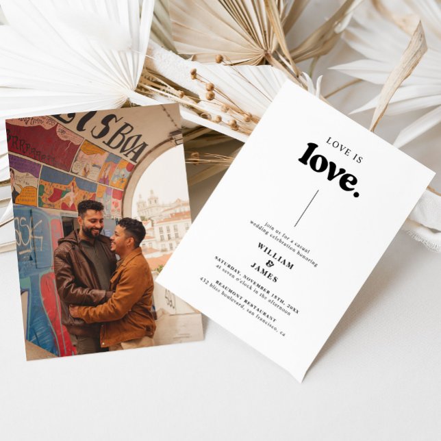 Retro Foto Liebe ist Liebe LGBT Hochzeit Einladung (Von Creator hochgeladen)