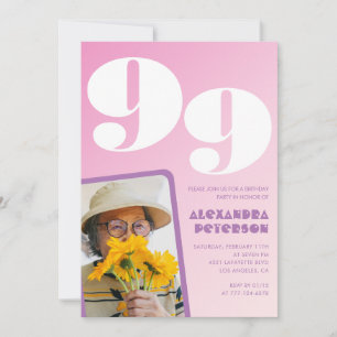 Retro-Foto Rosa 99. Geburtstag Einladung