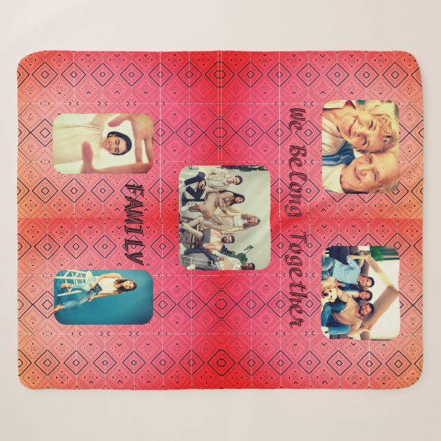 Retro Foto Soft Red Diamond Sherpadecke (Vorderseite (Horizontal))