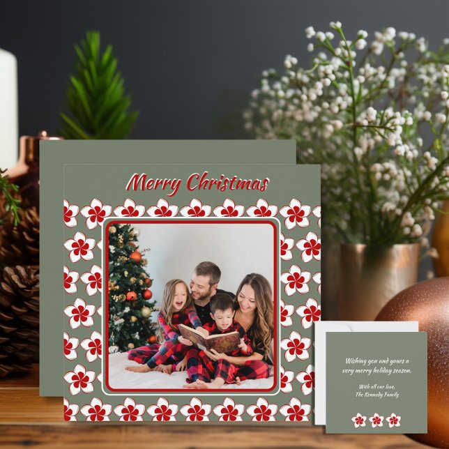 Retro Foto Weihnachten Rot Weiß und Grün Blume (Von Creator hochgeladen)