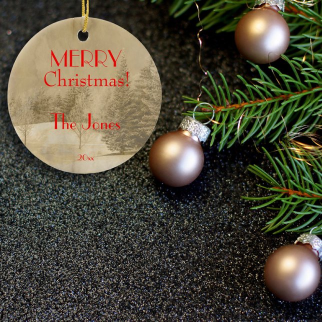 Retro Foto Weihnachtsbaum Keramik Ornament (Von Creator hochgeladen)