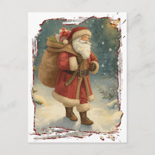 Retro-Foto-Weihnachtsmann Individuelle Adresse Kla Feiertagspostkarte