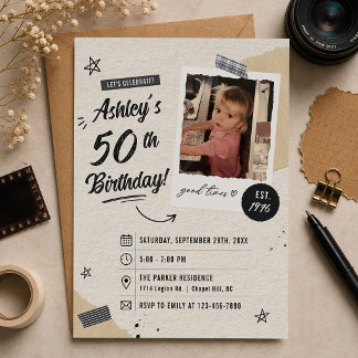 Retro-Foto zum 50. Geburtstag Einladung