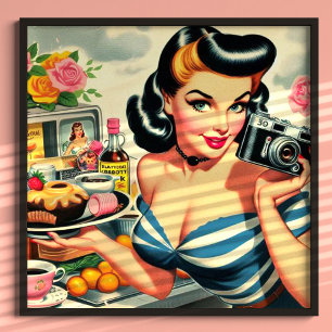 Retro-Fotograf Pin-Up Poster