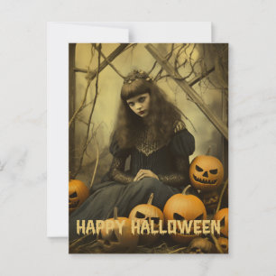 Retro-Fotografie Halloween süße böse Hexen Mädchen Postkarte