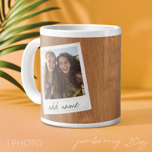 Retro-Fotorahmen - Quadratisches rustikales Holz Jumbo-Tasse
