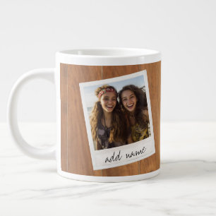 Retro-Fotorahmen - Quadratisches rustikales Holz Jumbo-Tasse